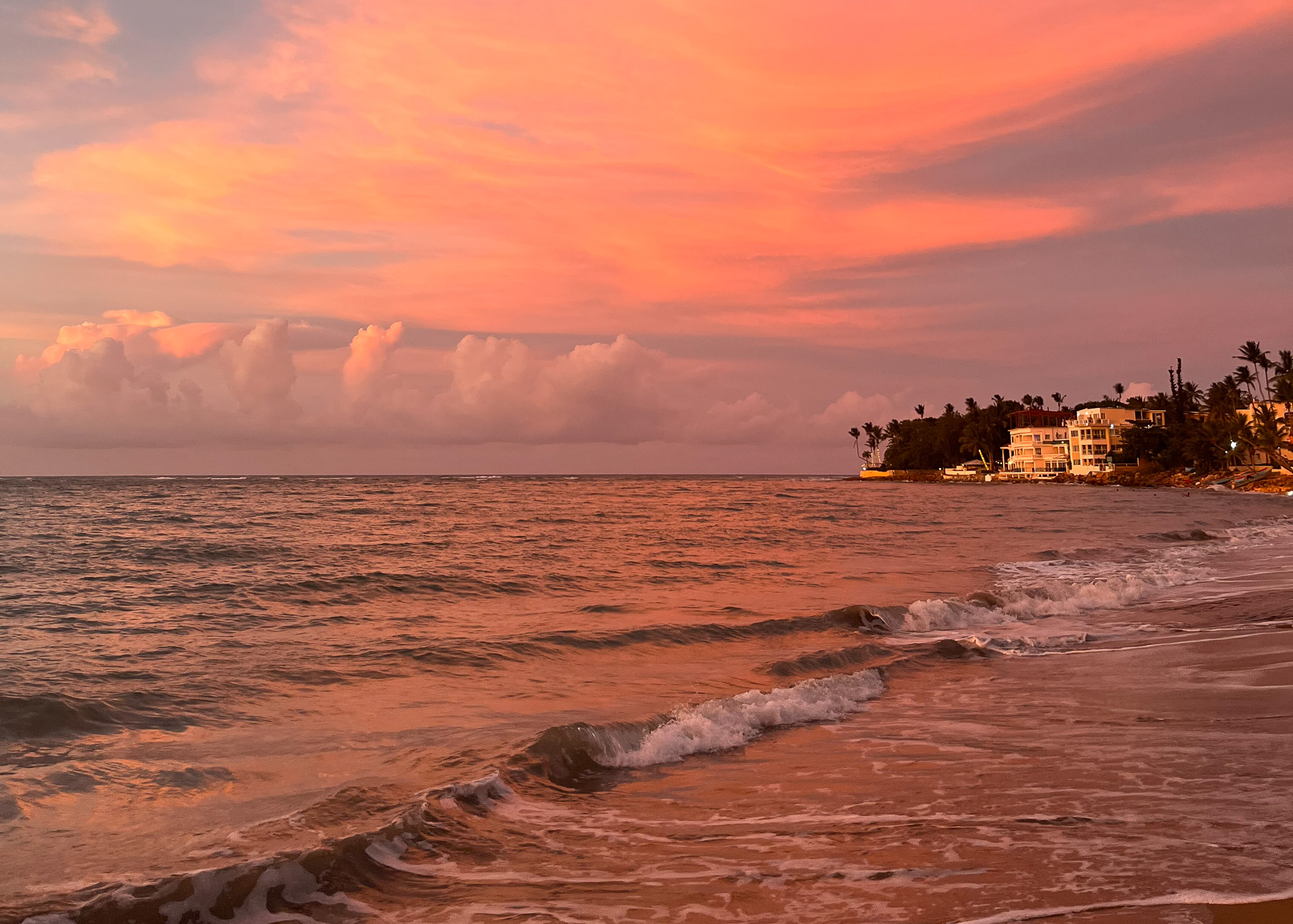pink sky sunset beach view
